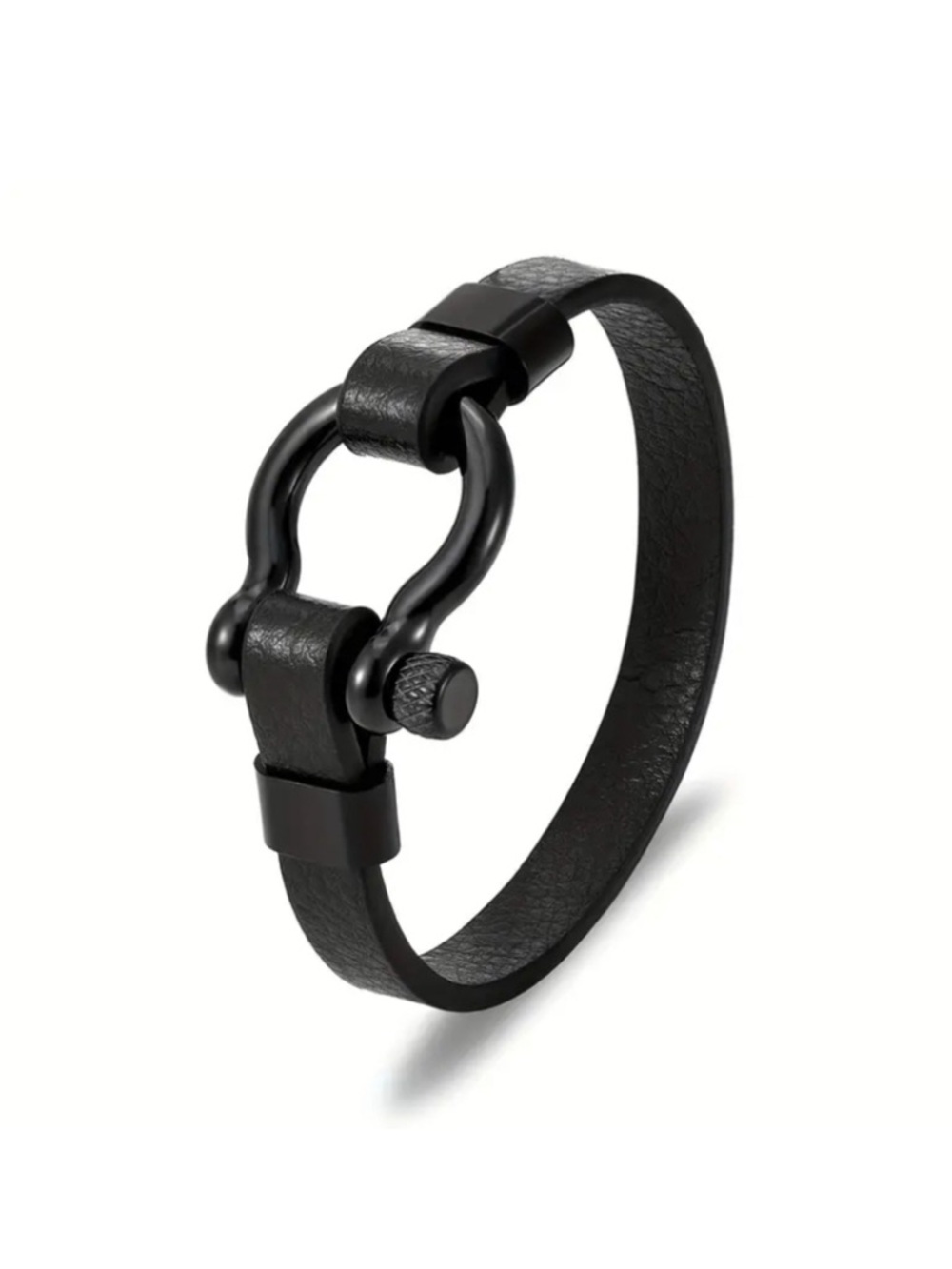 Black Vegan  Leather Horse Shoe Bracelet – Minimalist Women’s Bracelet